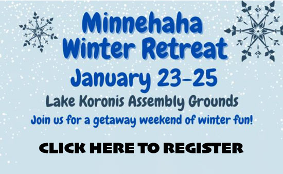 Join us for the Minnehaha Winter Retreat at Lake Koronis Assembly Grounds on January 23 – 25