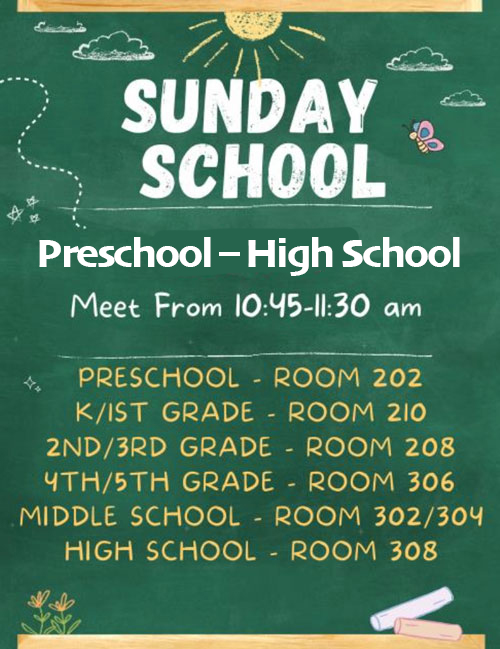 Rally day -- the new Sunday school year -- starts on Sunday, September 7